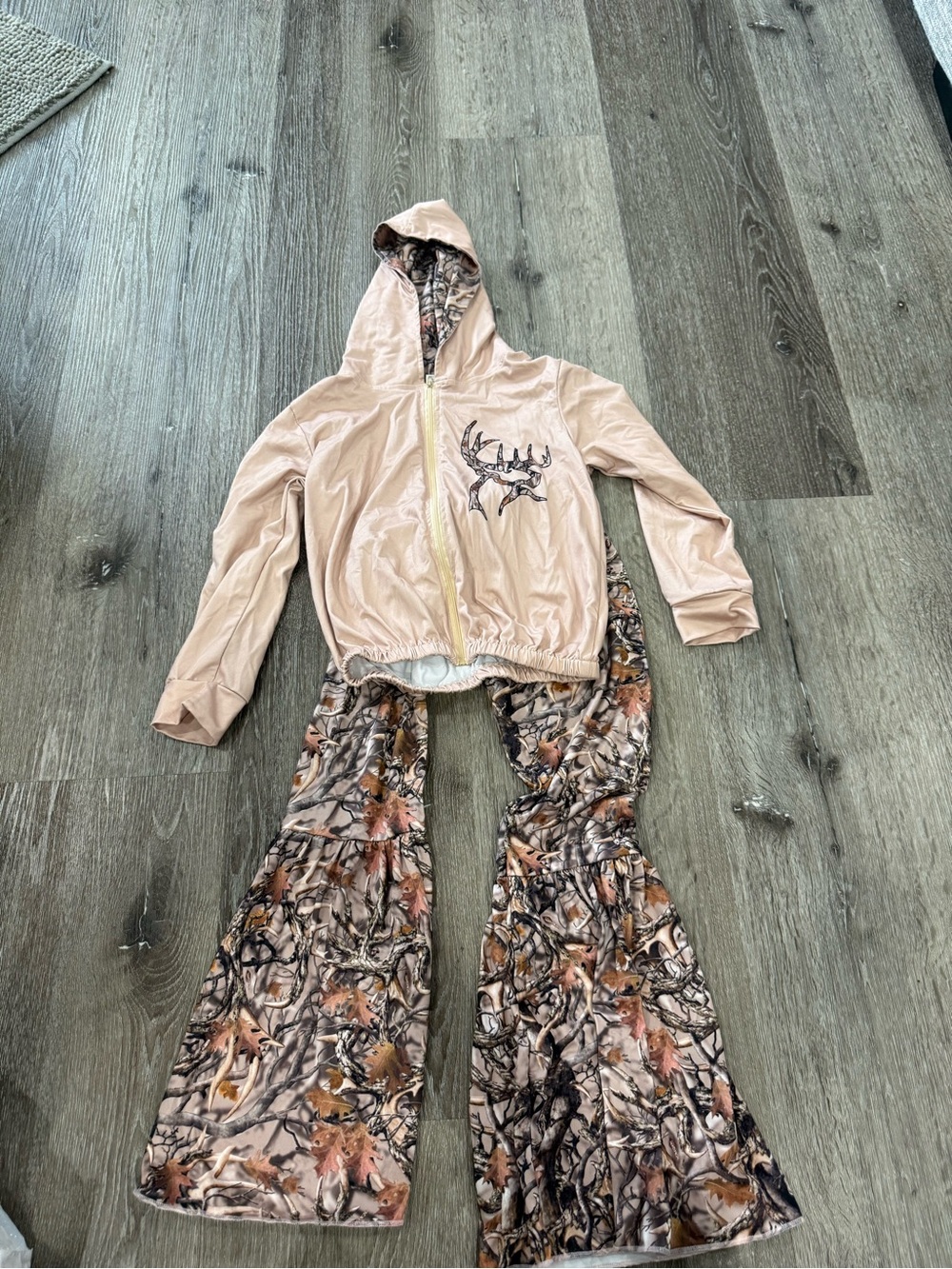 Hoodie & Camouflage Flare Pants Set